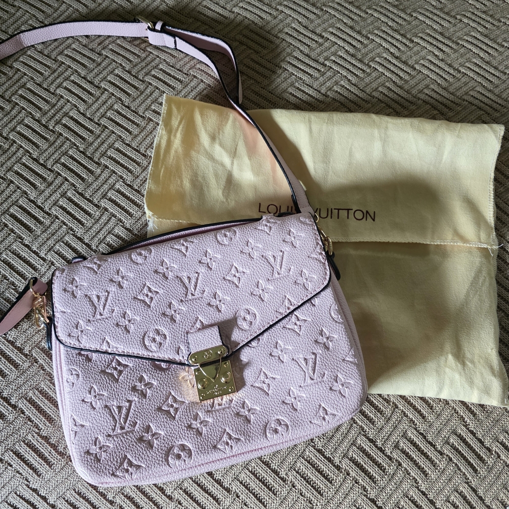 Source Unknown Pink Embossed Monogram Shoulder Ba… - image 1